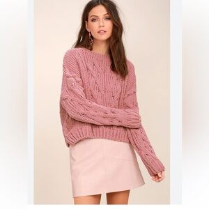 JOA Beth Pink Chenille Knit Sweater